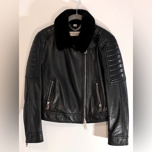 Burberry London Quilted Lambskin Leather Shearling Collar Jacket - Picture 2 of 11